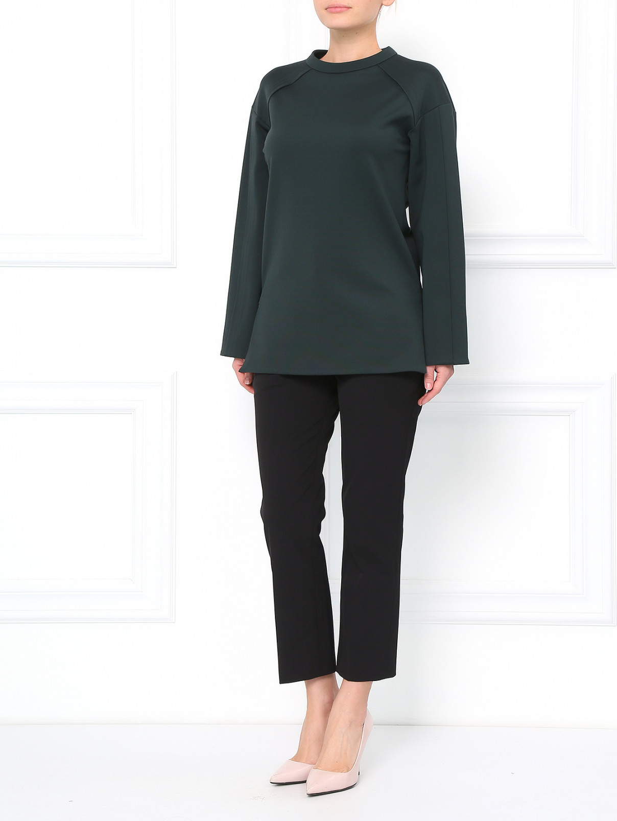 Узкие укороченные брюки Jil Sander  –  Модель Общий вид  – Цвет:  Черный