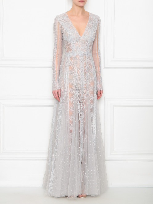 Платье из сетки с кружевом Ermanno Scervino - МодельВерхНиз