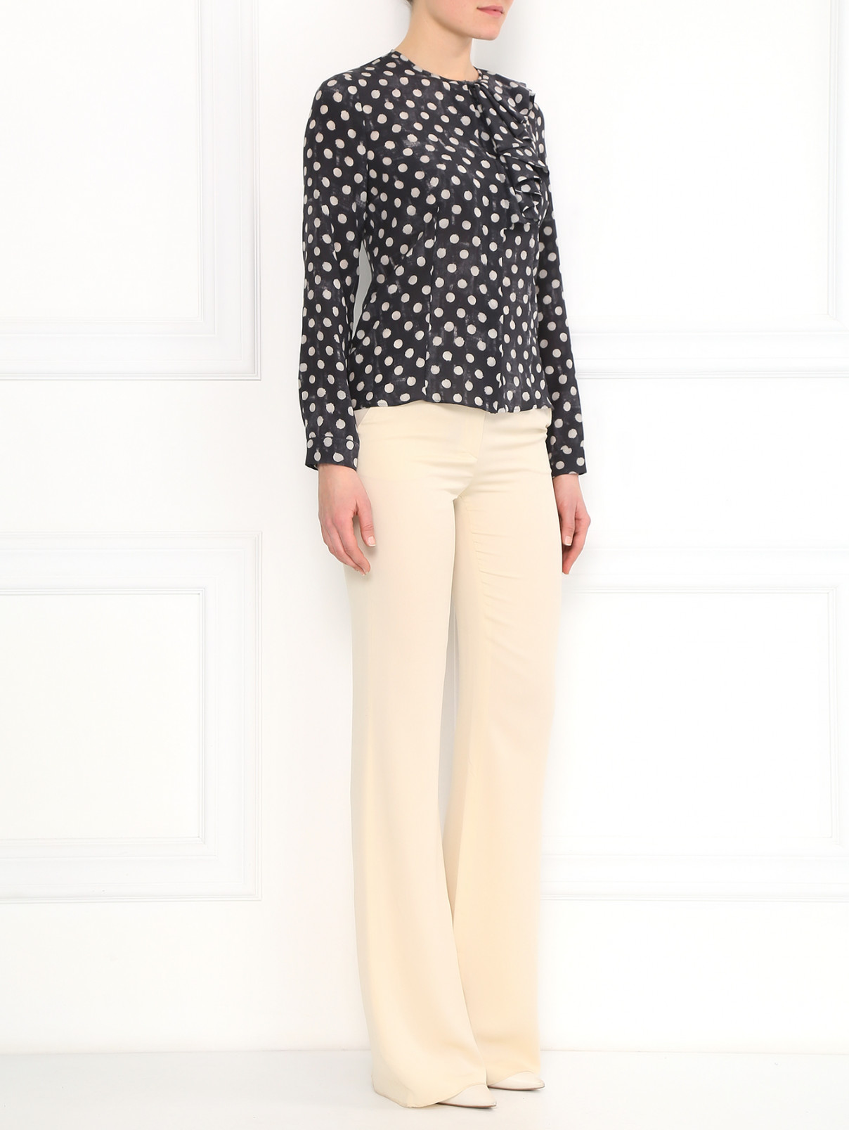 Широкие брюки из шелка Max Mara  –  Модель Общий вид  – Цвет:  Белый