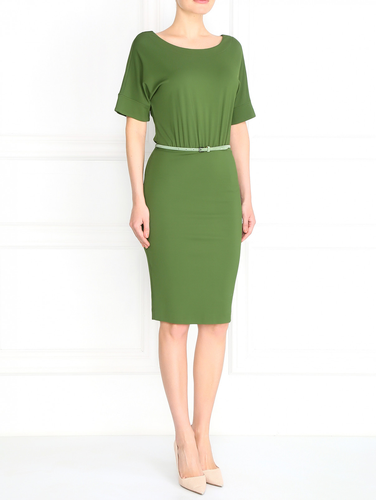 Платье с драпировкой Max Mara  –  Модель Общий вид  – Цвет:  Зеленый