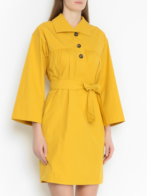 Платье из хлопка с поясом Weekend Max Mara - МодельВерхНиз