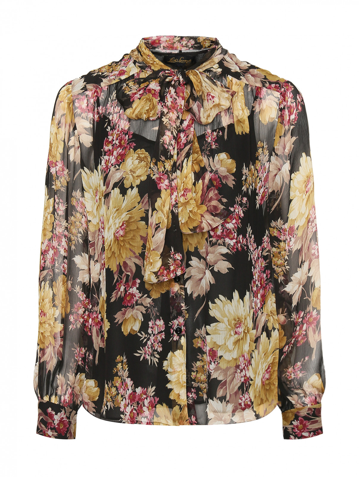 Блуза из шелка с цветами Luisa Spagnoli  –  Общий вид  – Цвет:  Узор