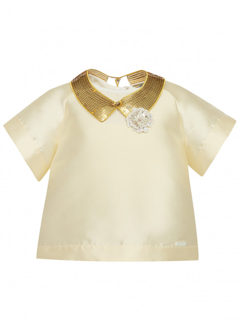 Блуза свободного кроя с воротничком из пайеток MiMiSol - Общий вид