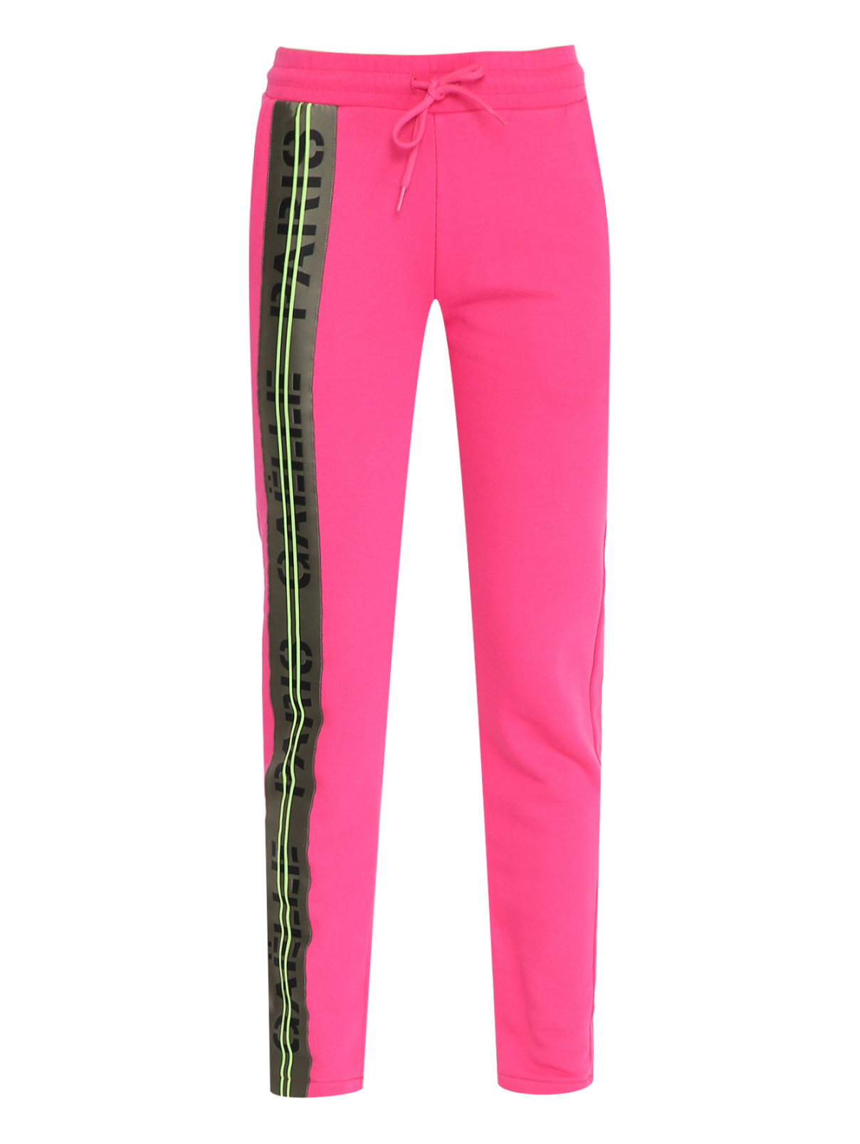 Трикотажные брюки с контрастной отделкой GAELLE PARIS  –  Общий вид  – Цвет:  Розовый
