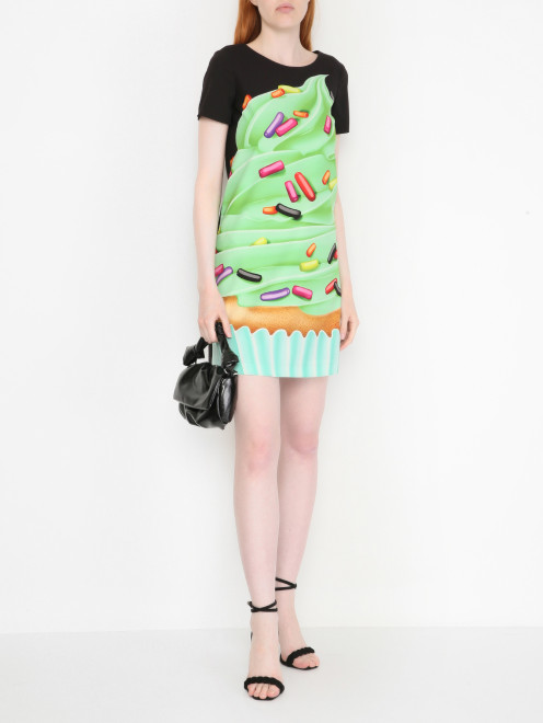 Платье-мини свободного кроя с узором Moschino Boutique - МодельОбщийВид