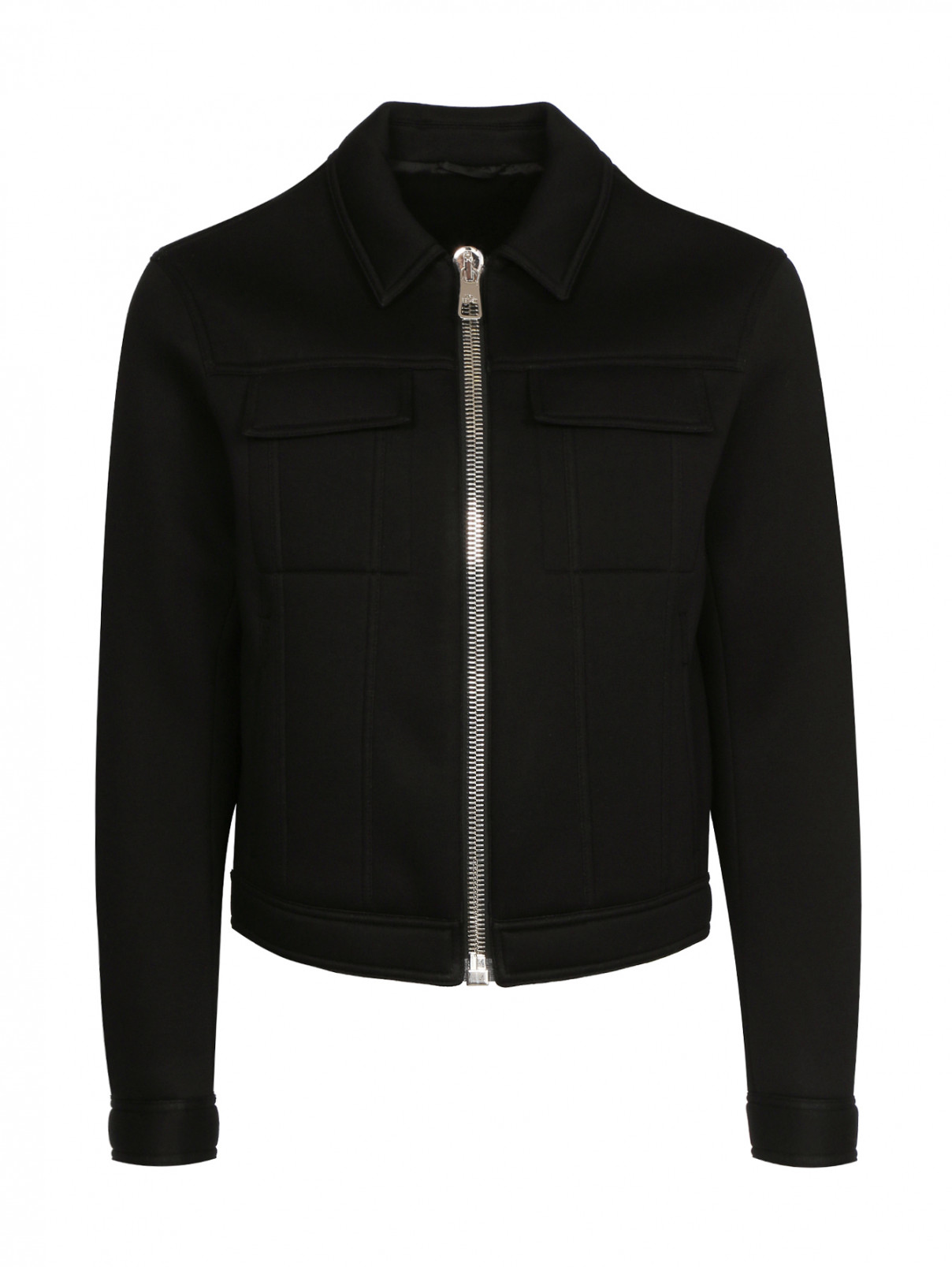 Куртка на молнии с нагрудными карманами NEIL BARRETT  –  Общий вид  – Цвет:  Черный