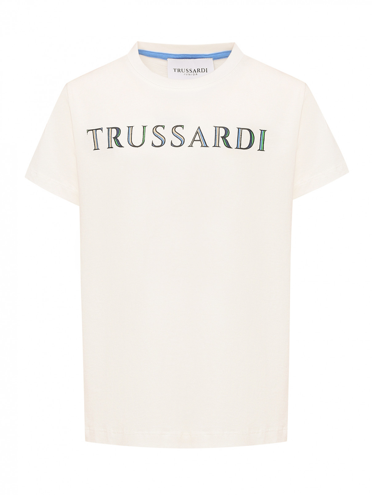 Футболка с принтом-логотипом Trussardi  –  Общий вид  – Цвет:  Белый