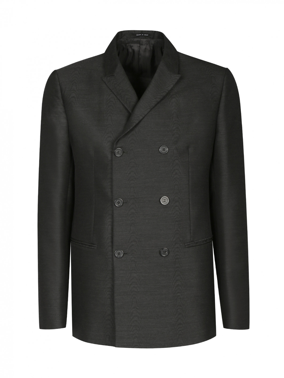 Пиджак двубортный из шерсти Emporio Armani  –  Общий вид  – Цвет:  Серый