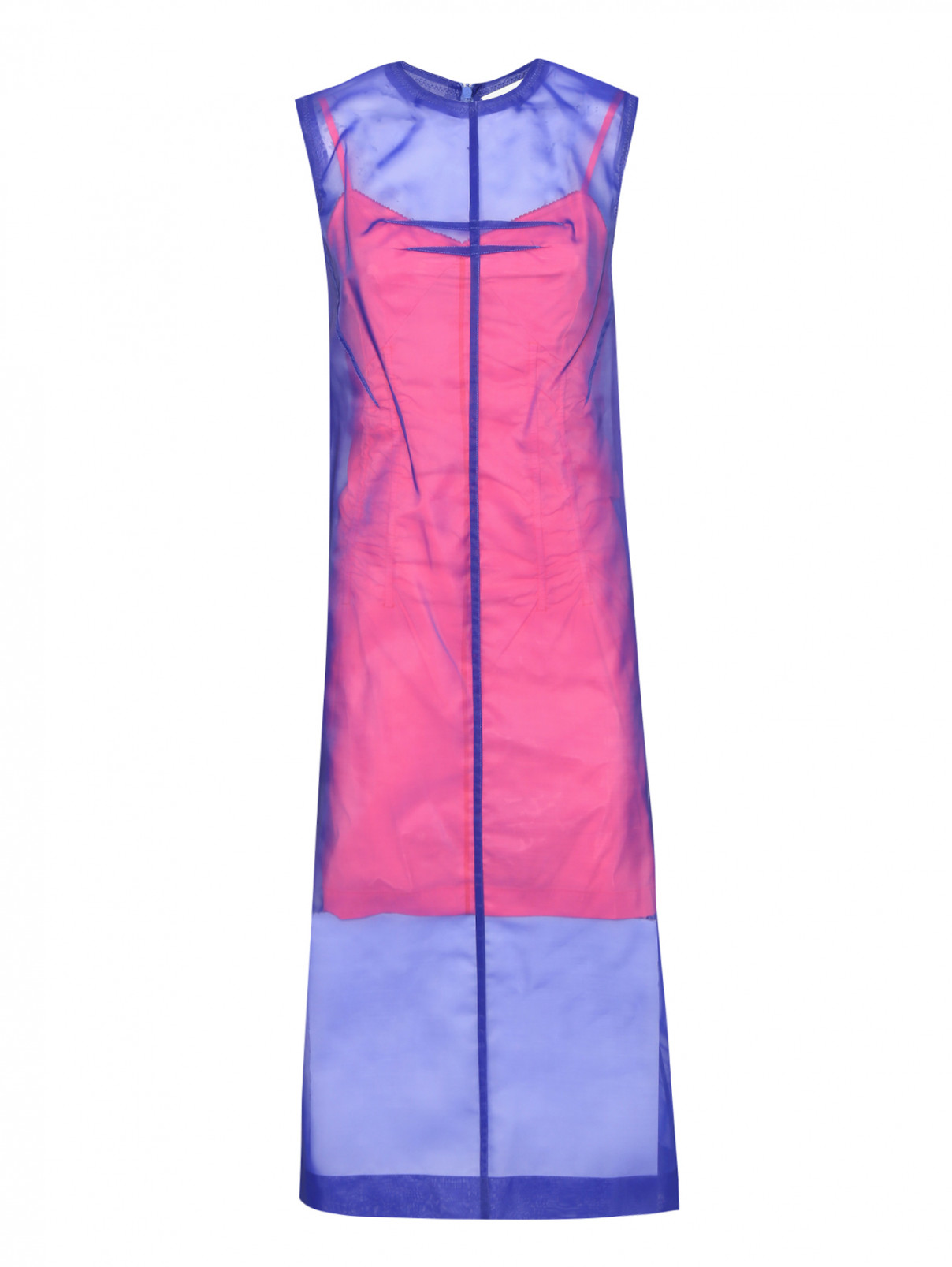 Полупрозрачное платье-миди без рукавов Sportmax  –  Общий вид  – Цвет:  Мультиколор
