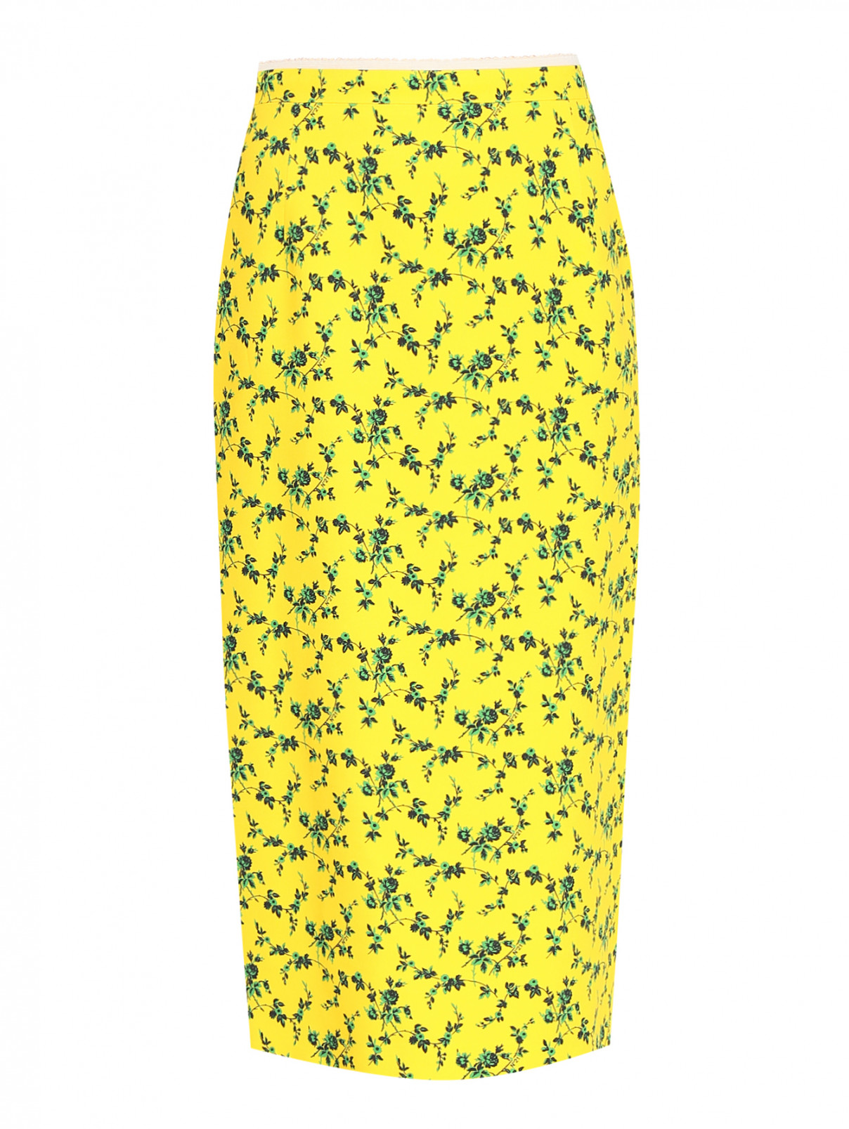 Юбка-карандаш с цветочным принтом N21  –  Общий вид  – Цвет:  Желтый