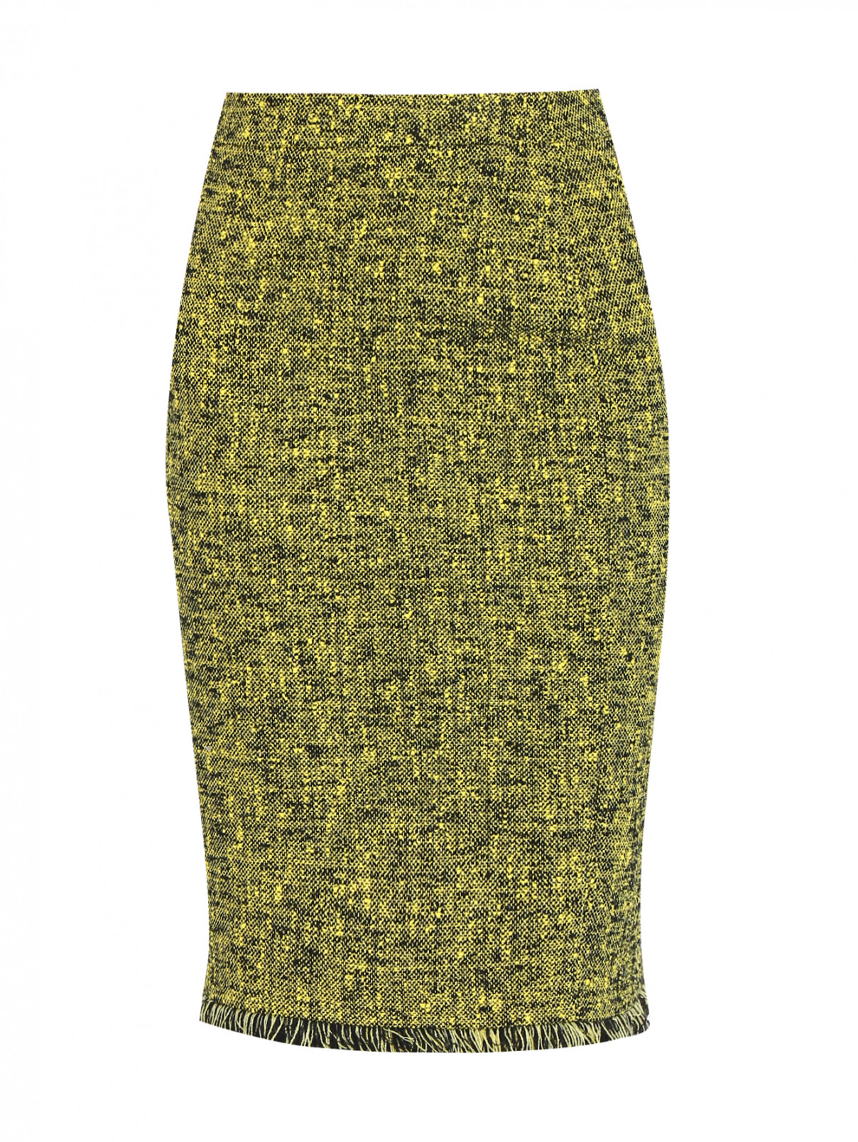 Юбка-карандаш из хлопка с бахромой Moschino Boutique  –  Общий вид  – Цвет:  Желтый