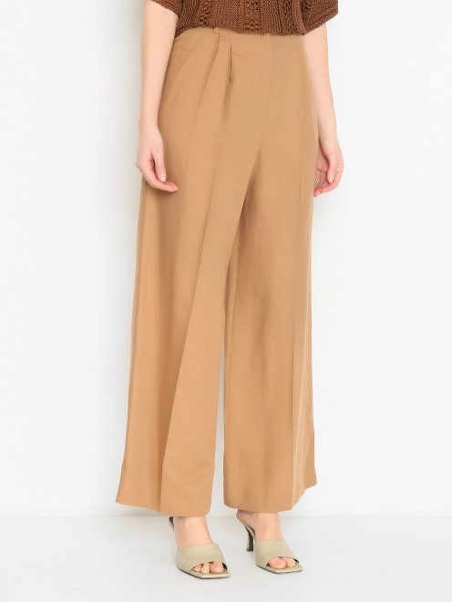 Брюки-палаццо из вискозы и льна Weekend Max Mara - МодельВерхНиз