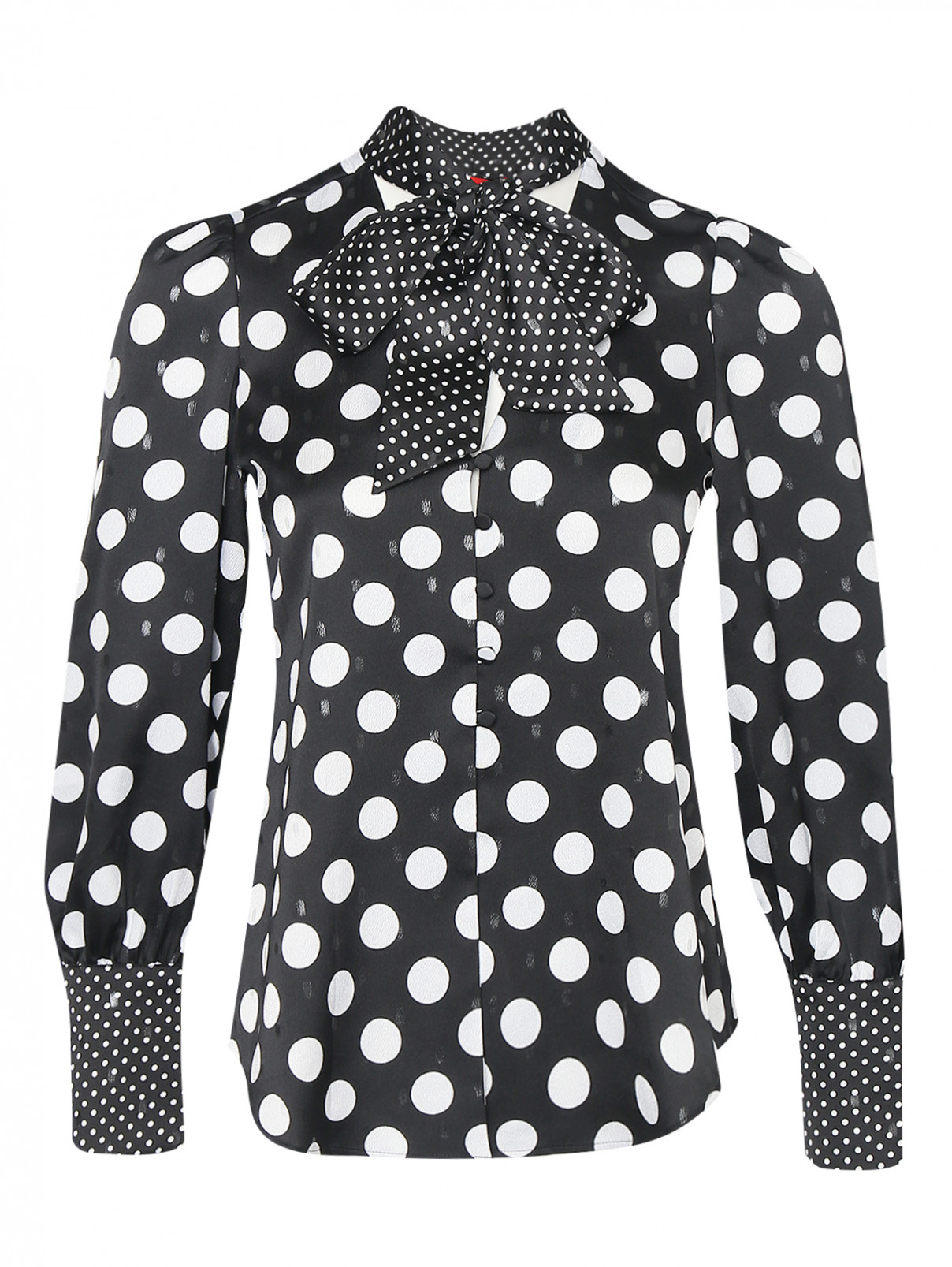 Блуза с узором горох Max&Co  –  Общий вид  – Цвет:  Черный