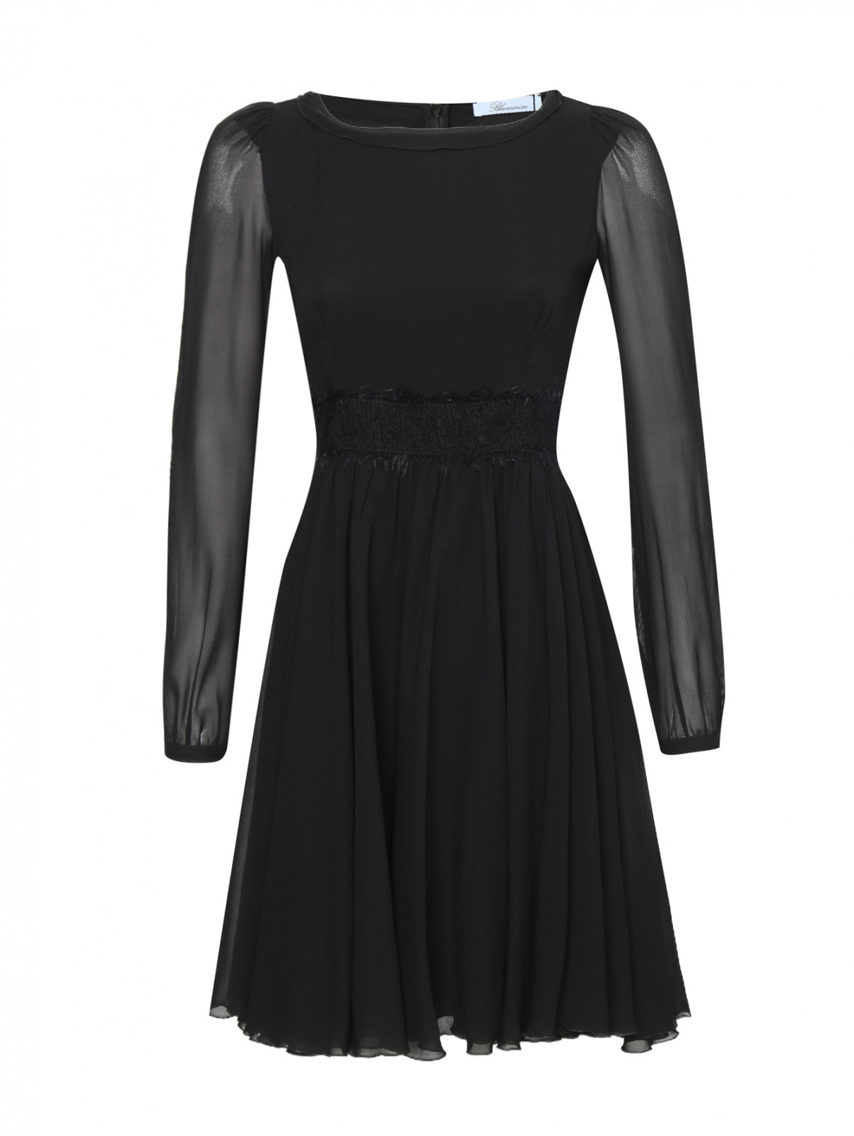 Платье из шелка расклешенного кроя Blumarine  –  Общий вид  – Цвет:  Черный
