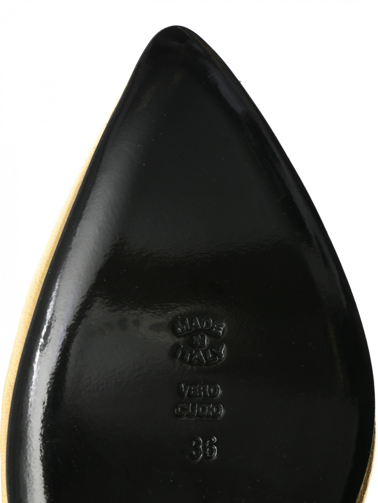 Ботинки из кожи с логотипом Moschino  –  Обтравка5  – Цвет:  Золотой