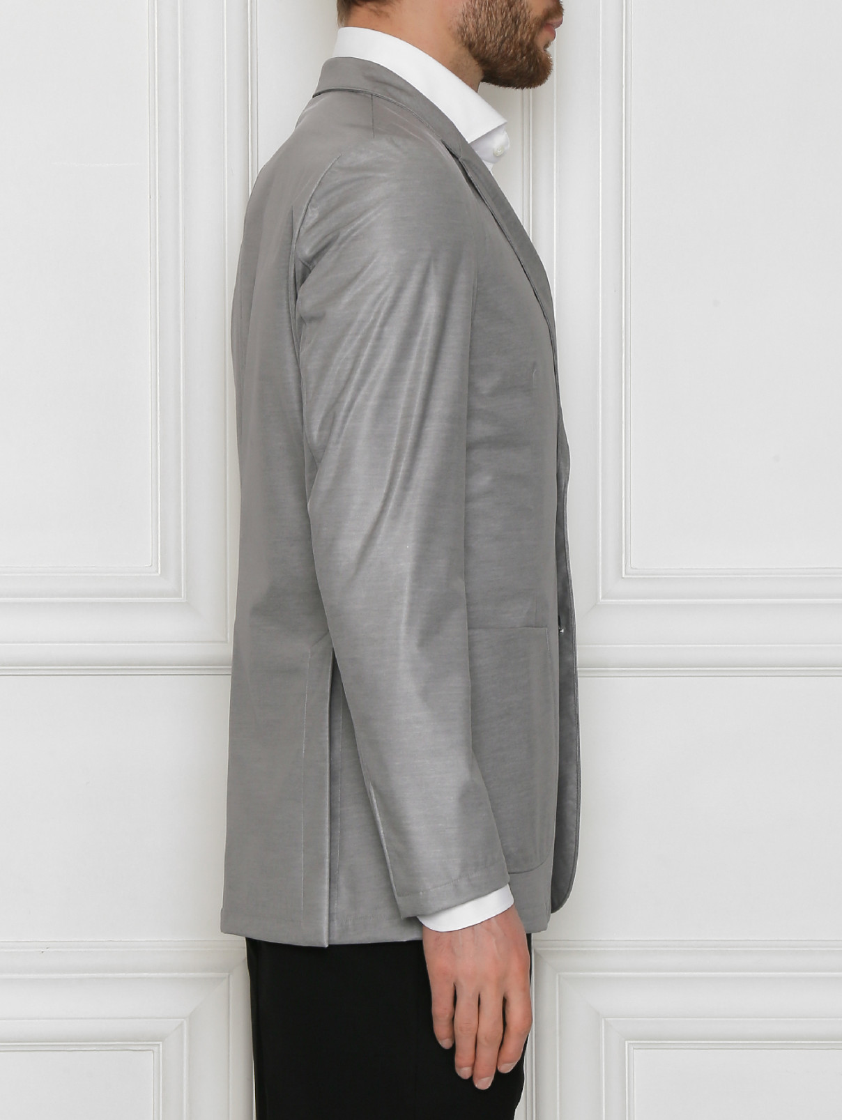 Пиджак однобортный с накладными карманами Belvest  –  МодельВерхНиз2  – Цвет:  Серый