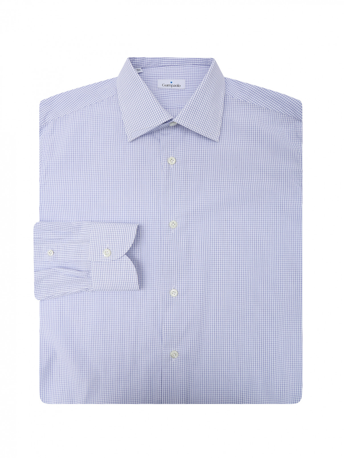 Хлопковая рубашка в клетку Giampaolo  –  Общий вид  – Цвет:  Белый