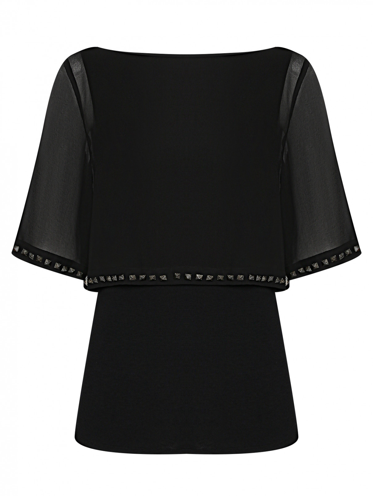 Комбинированная блуза Versace Collection  –  Общий вид  – Цвет:  Черный