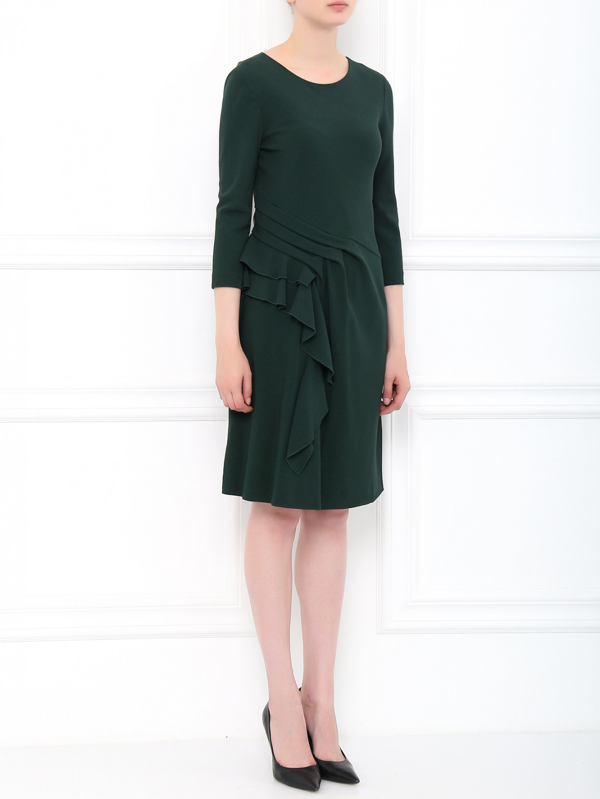 Платье-футляр с драпировкой Alberta Ferretti  –  Модель Общий вид  – Цвет:  Зеленый