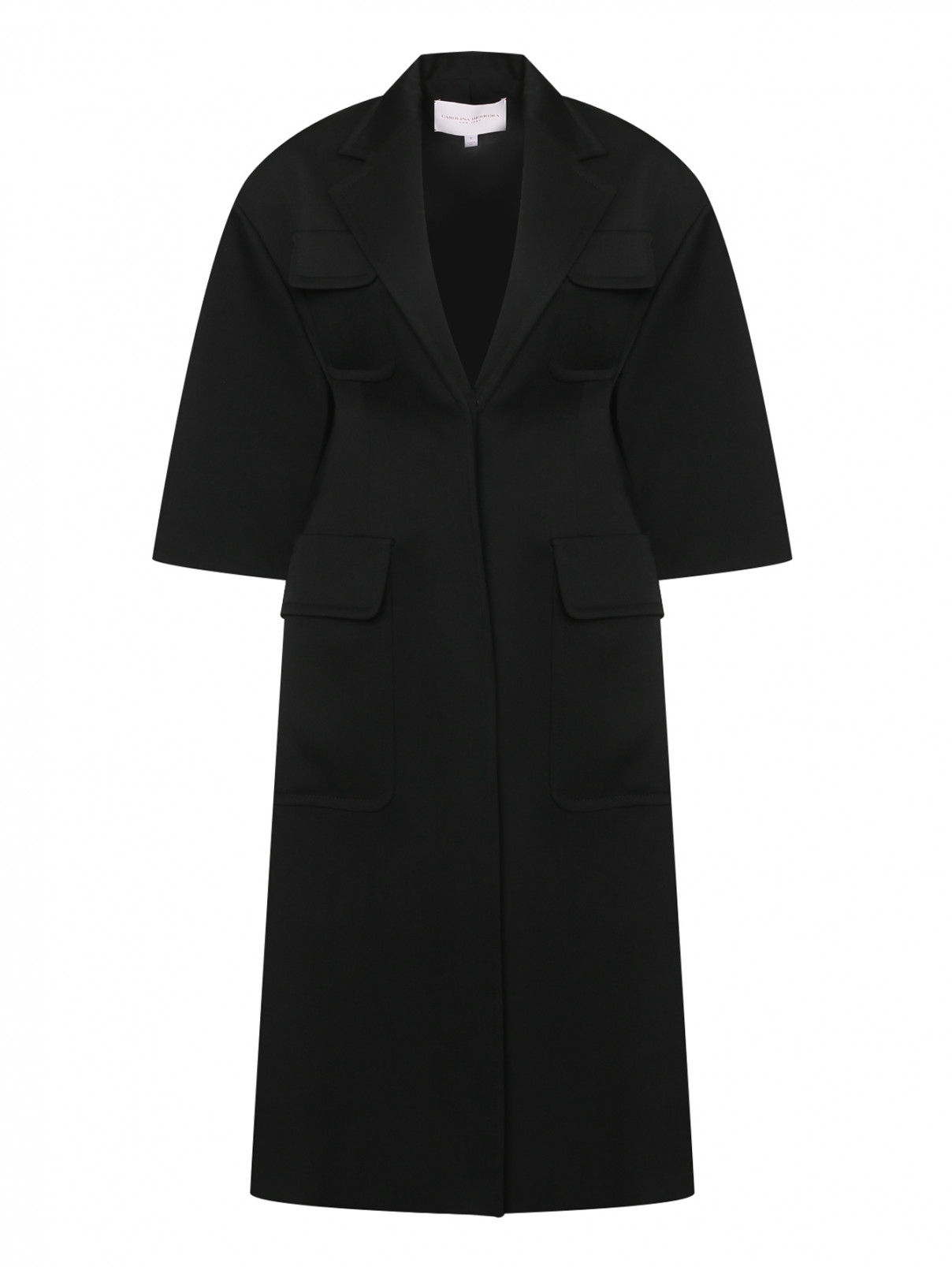 Пальто из шерсти с накладными карманами Carolina Herrera  –  Общий вид  – Цвет:  Черный