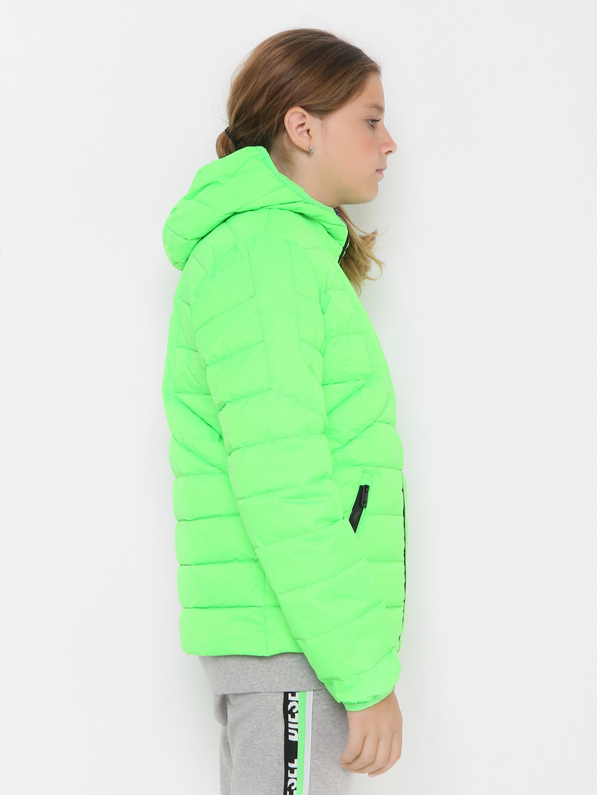Пуховая куртка с карманами Diesel  –  МодельВерхНиз2  – Цвет:  Зеленый