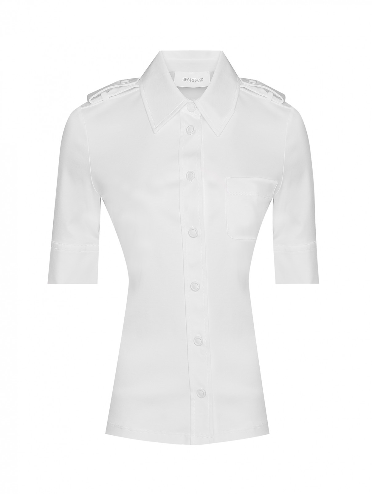 Рубашка с коротким рукавом на пуговицах Sportmax  –  Общий вид  – Цвет:  Белый