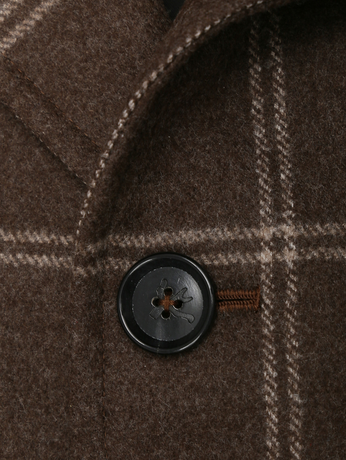 Пальто из шерсти с узором Isaia  –  Деталь  – Цвет:  Коричневый
