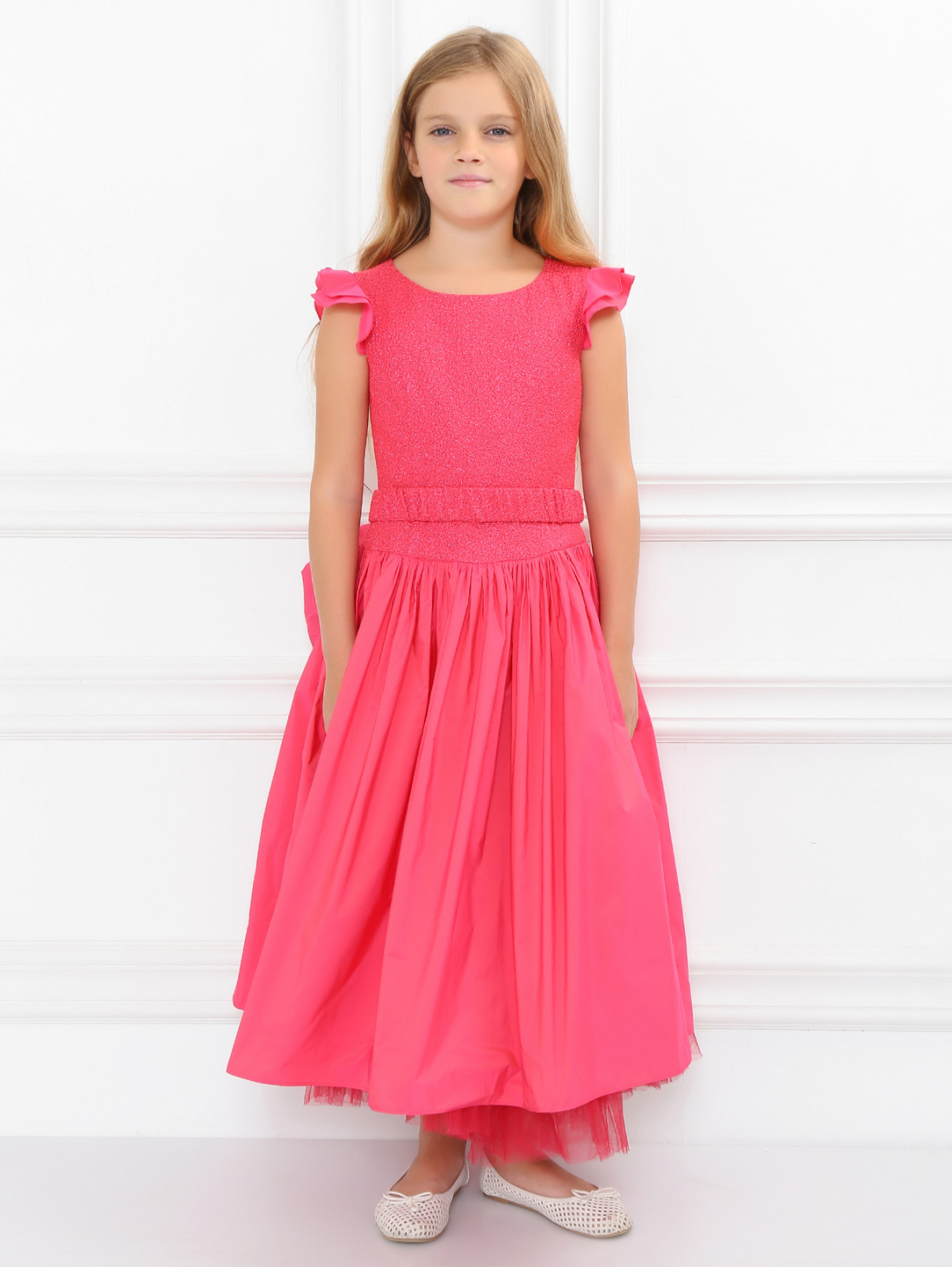 Платье с пышной юбкой и поясом-бант Junior Gaultier  –  Модель Общий вид  – Цвет:  Розовый