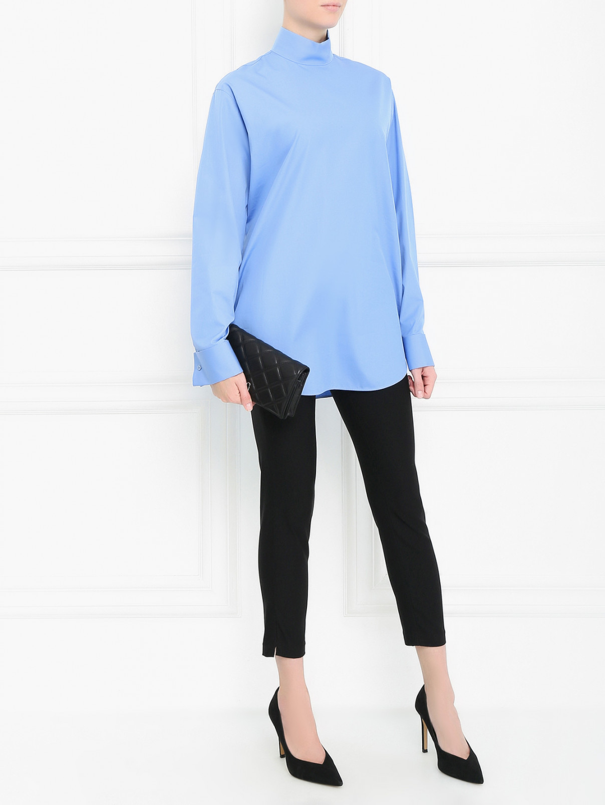 Блуза из хлопка Jil Sander  –  Модель Общий вид  – Цвет:  Синий