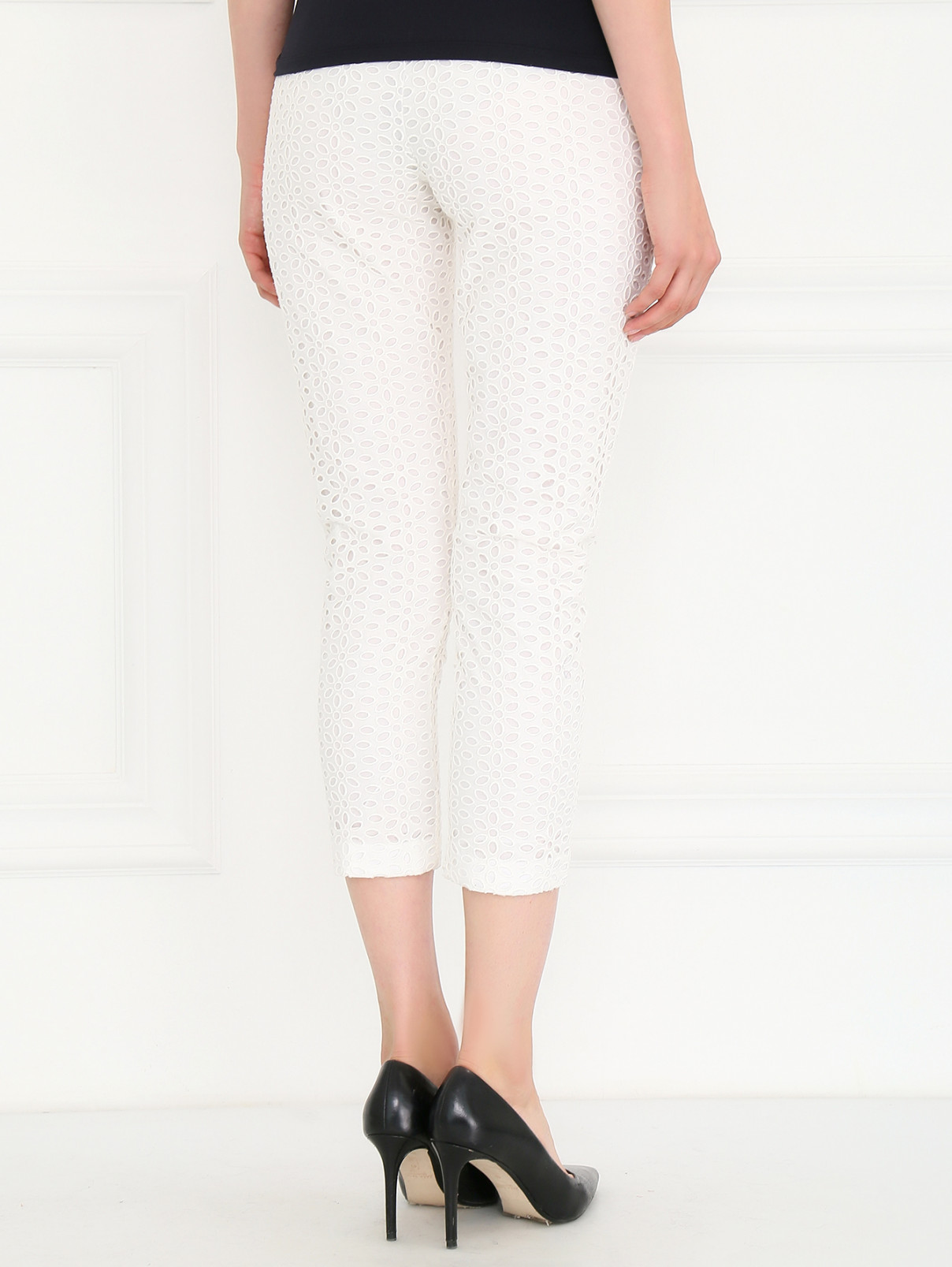 Укороченные брюки с высокой талией из хлопка с кружевной отделкой Aimo Richly  –  Модель Верх-Низ1  – Цвет:  Белый