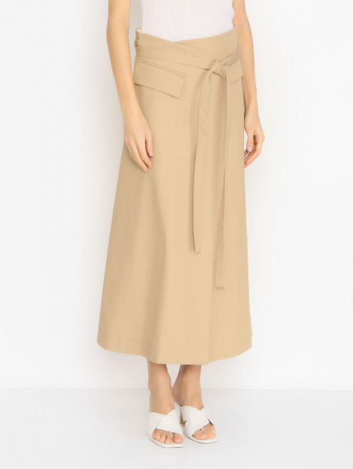 Юбка-миди из хлопка с поясом Sportmax - МодельВерхНиз