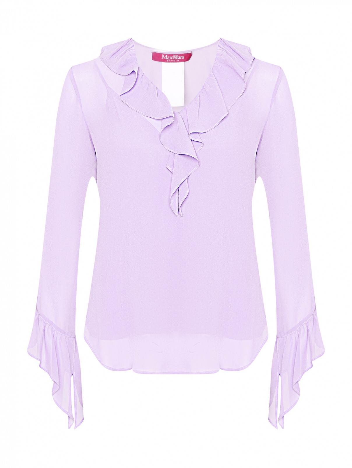 Блуза из шелка с воланами Max Mara  –  Общий вид  – Цвет:  Фиолетовый