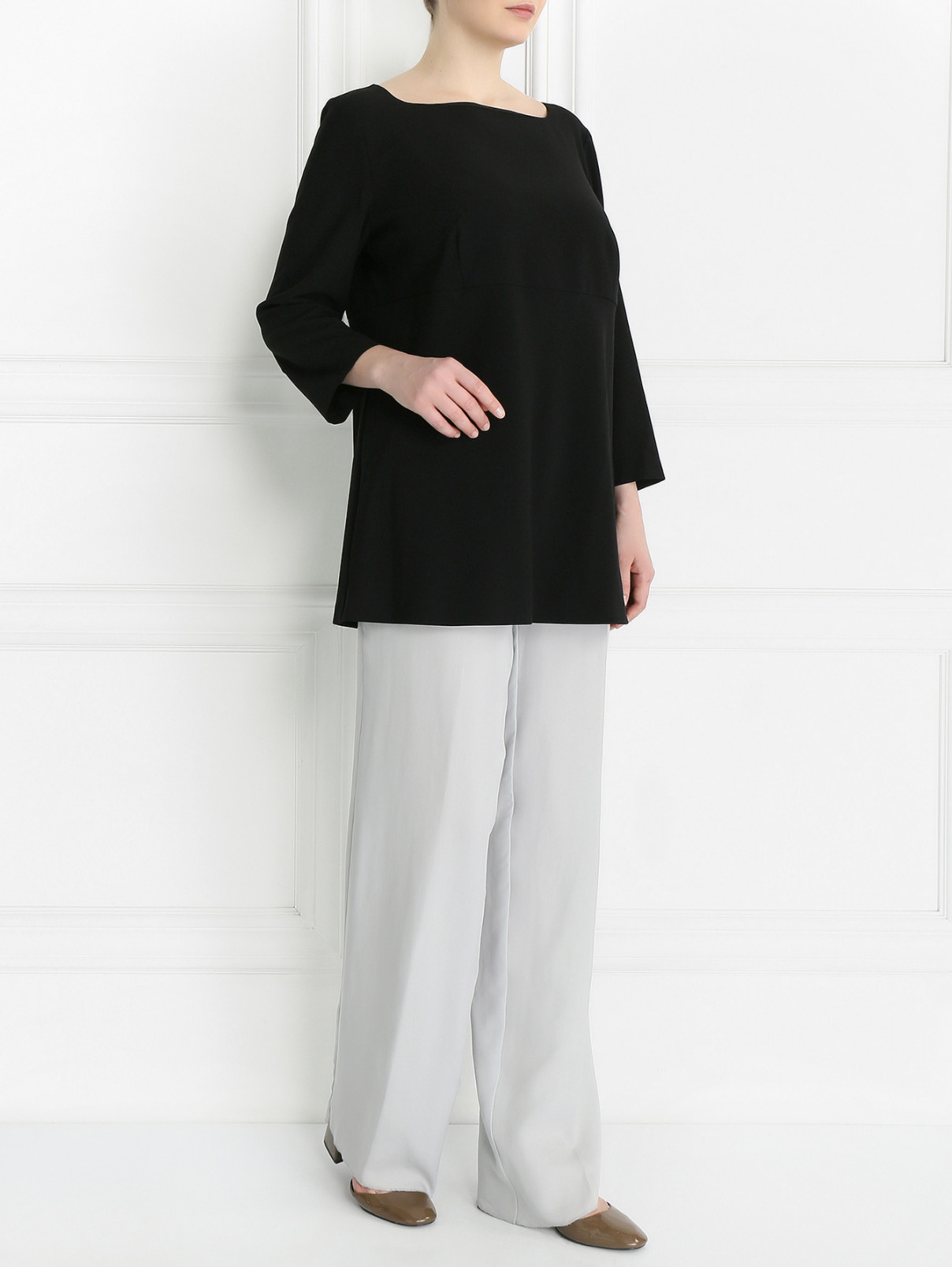 Блуза прямого кроя Marina Rinaldi  –  Модель Общий вид  – Цвет:  Черный