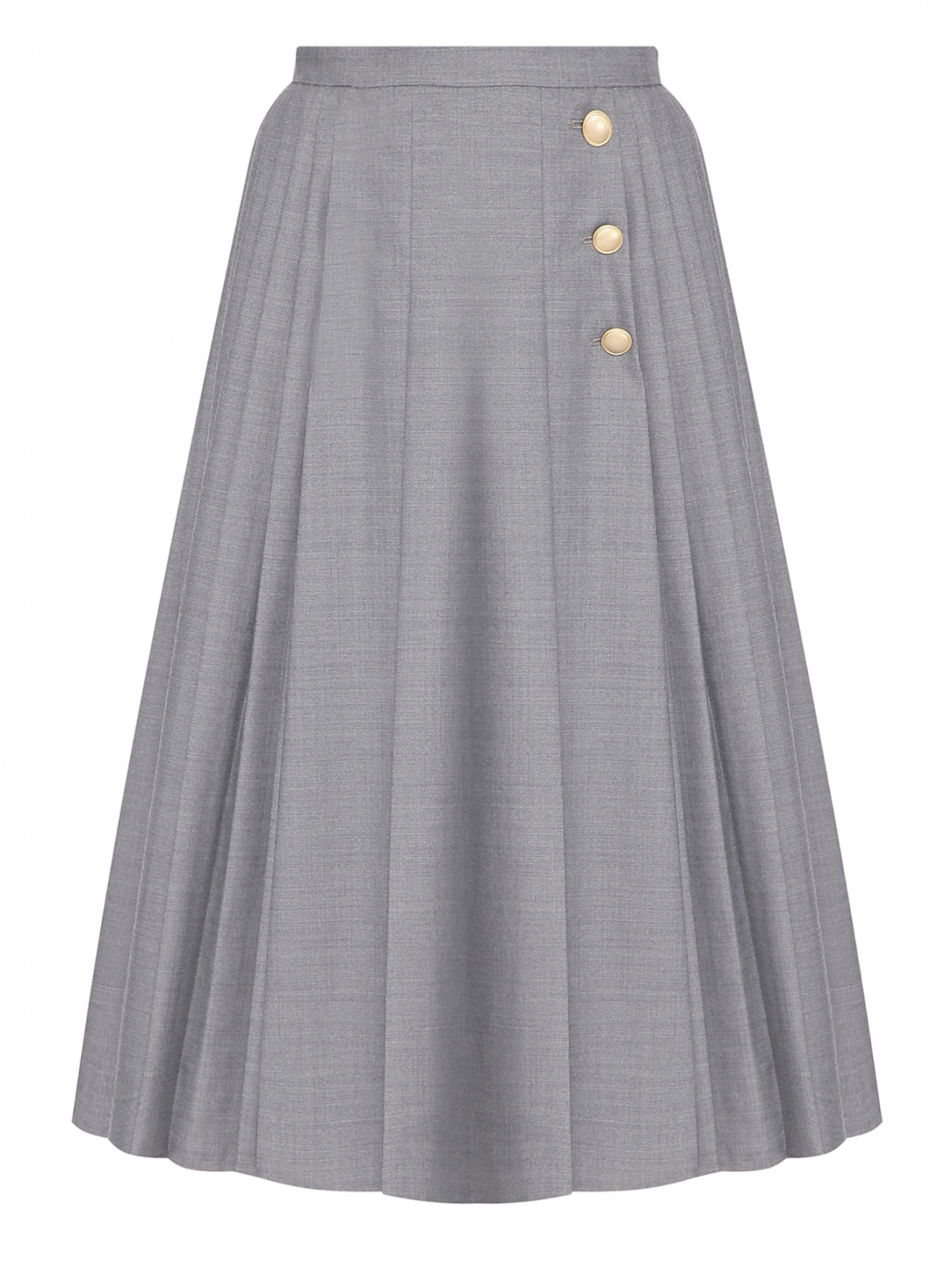 Плиссированная юбка из смесовой шерсти Max Mara  –  Общий вид  – Цвет:  Серый