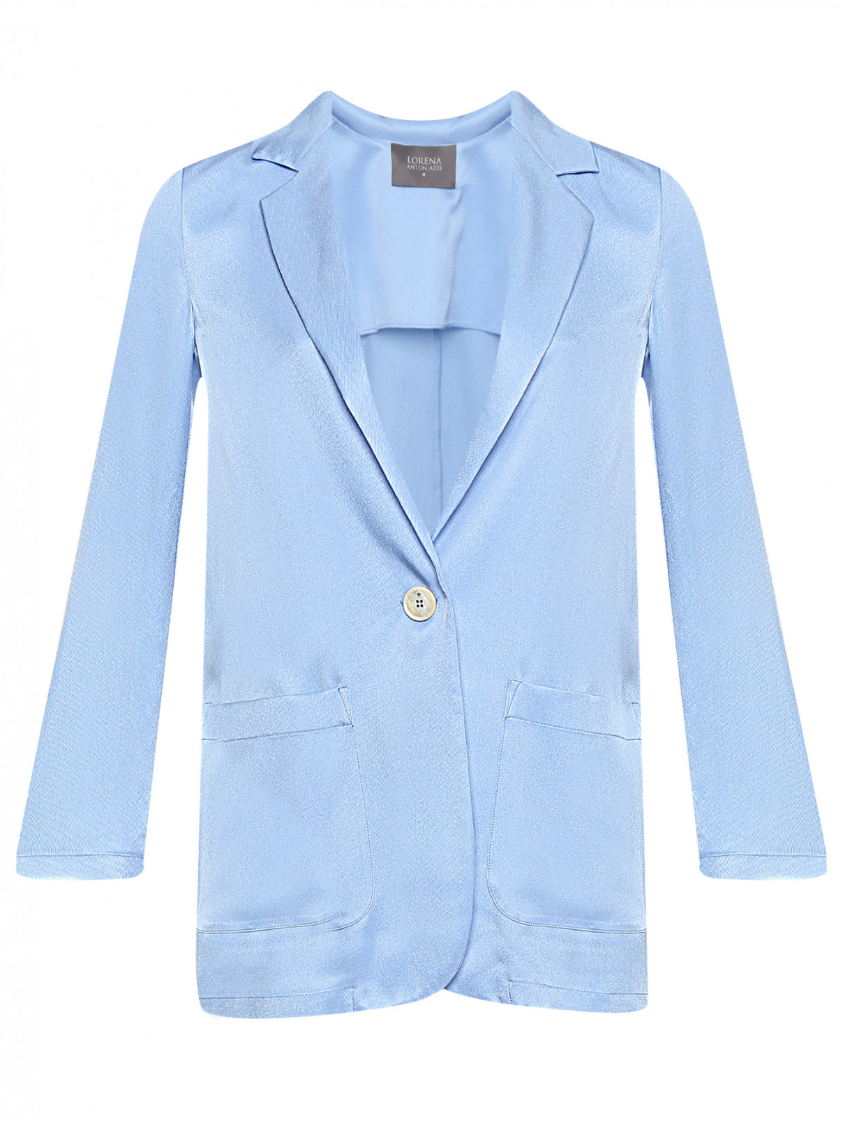 Жакет свободного кроя с накладными карманами Lorena Antoniazzi  –  Общий вид  – Цвет:  Синий