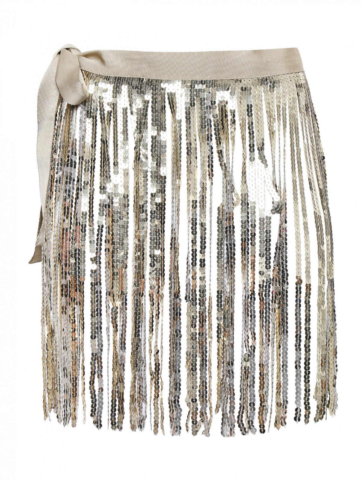 Пояс из текстиля с бахромой Marina Rinaldi  –  Общий вид  – Цвет:  Золотой