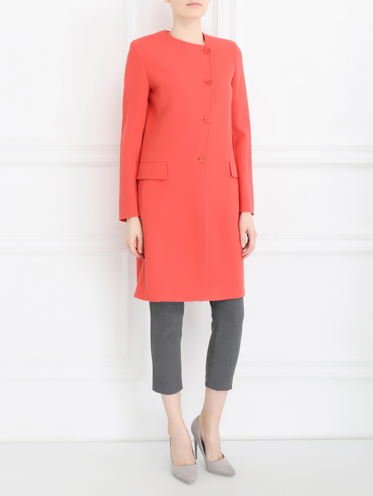 Пальто из шерсти Max Mara  –  Модель Общий вид  – Цвет:  Красный