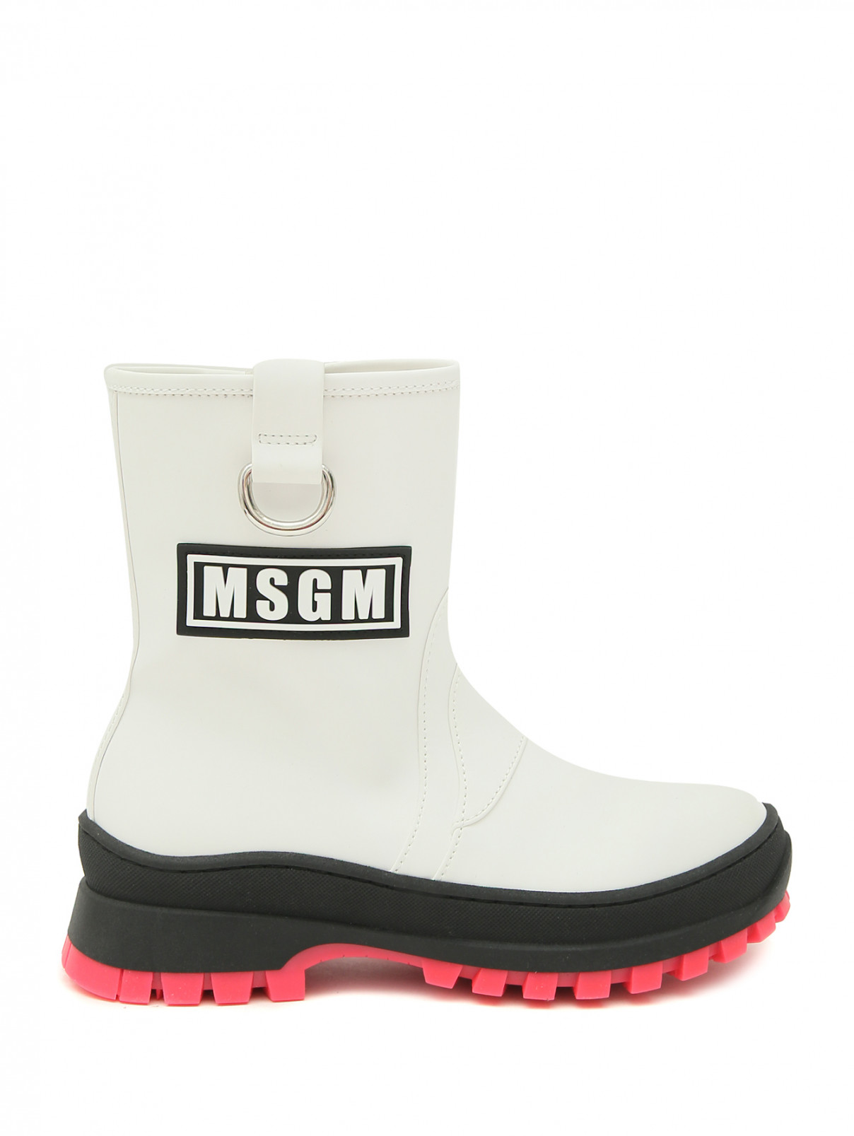 Утепленные полусапоги с логотипом MSGM  –  Обтравка1  – Цвет:  Белый