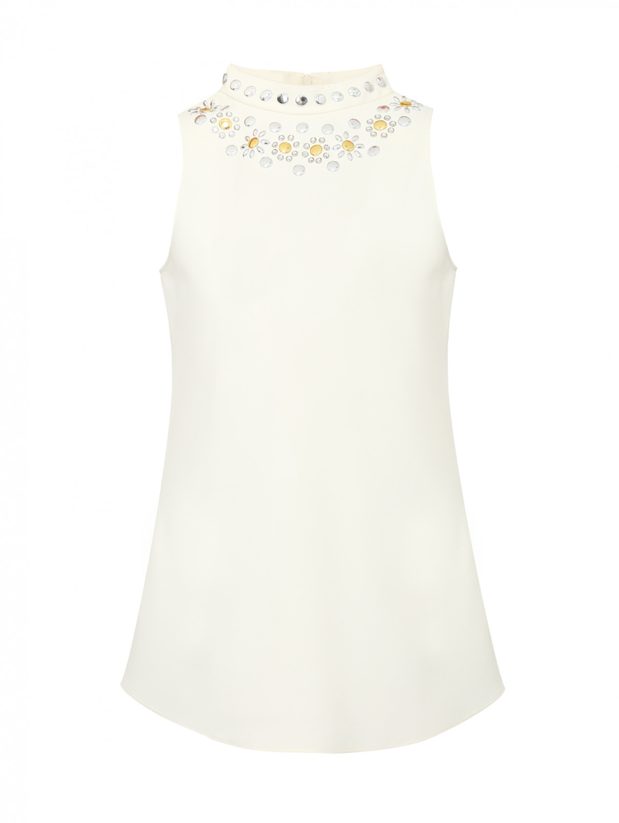 Удлиненная блуза с декором Moschino Cheap&Chic  –  Общий вид  – Цвет:  Белый