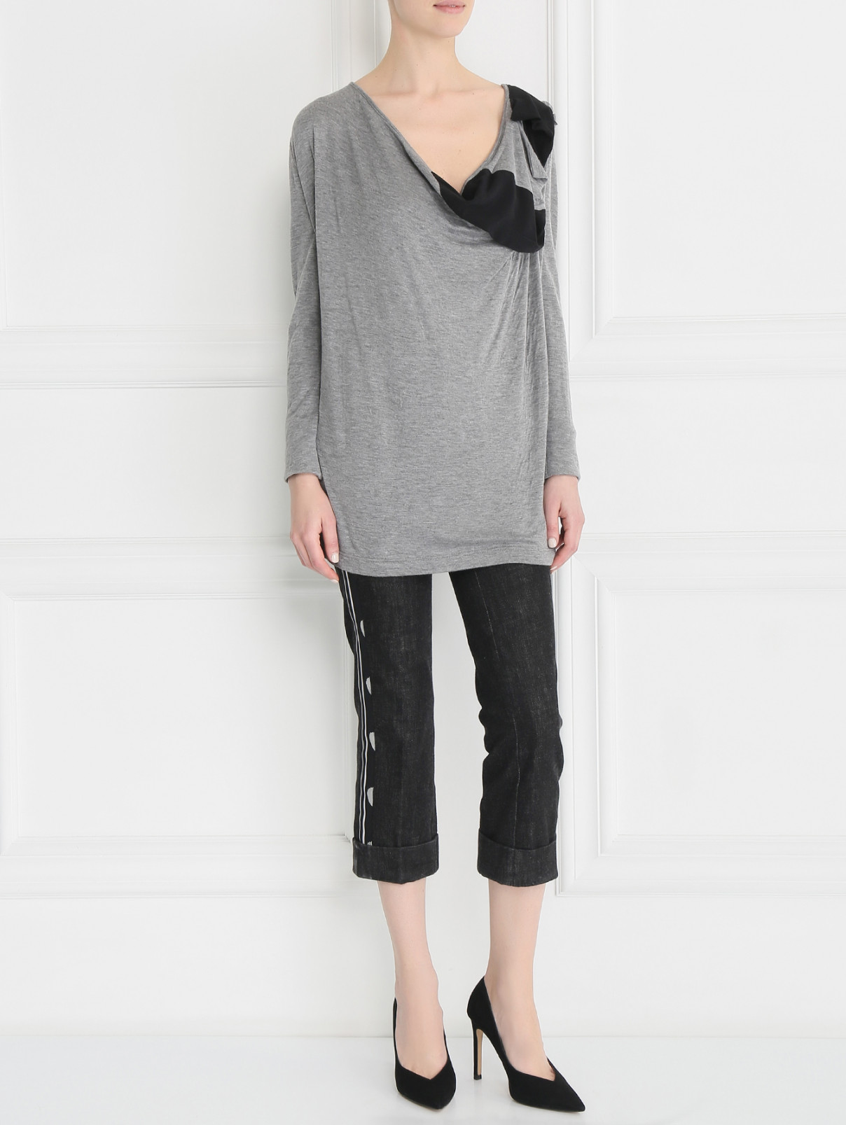 Блуза из шерсти и шелка с драпировкой Antonio Marras  –  Модель Общий вид  – Цвет:  Серый
