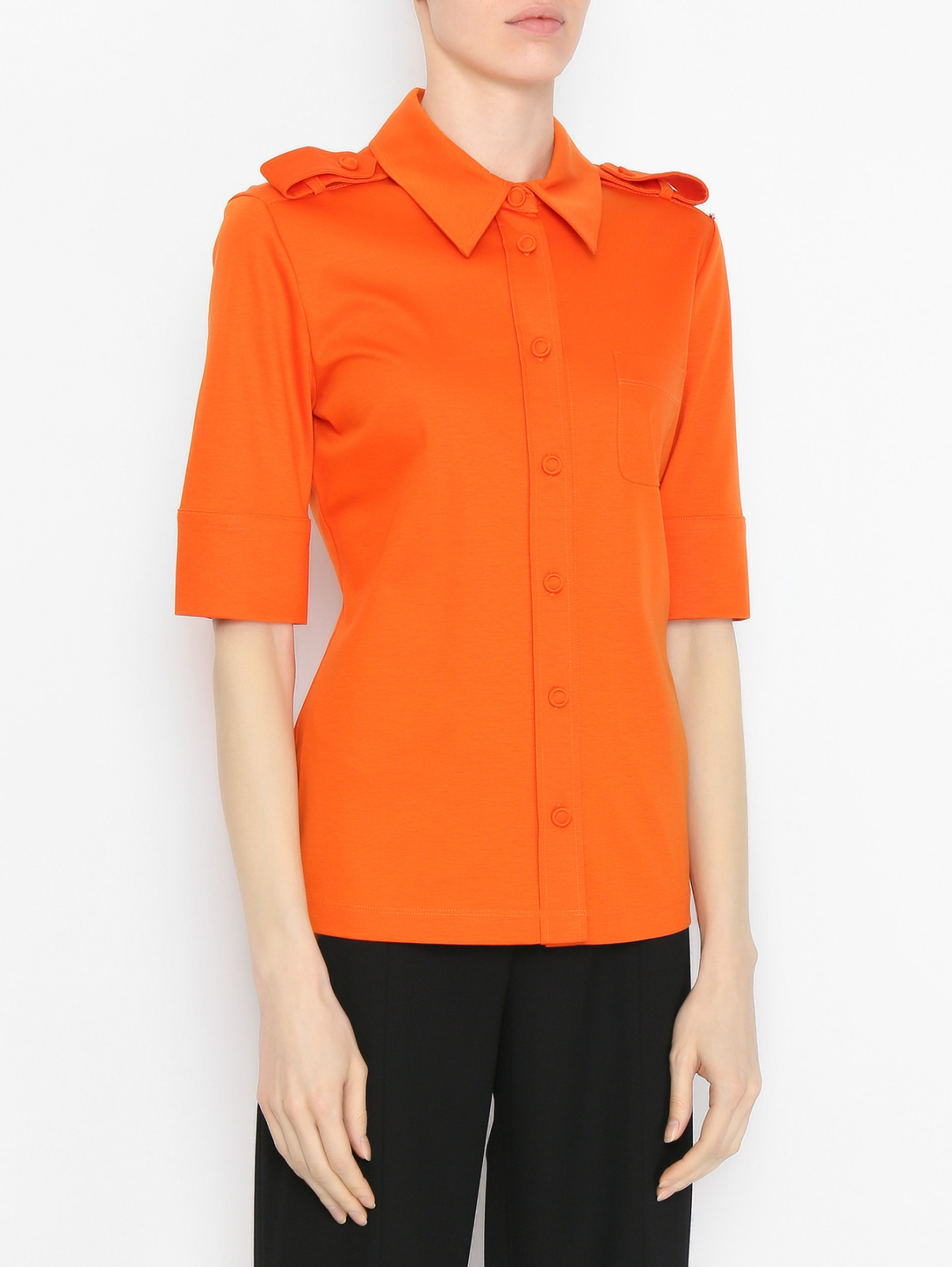 Рубашка с коротким рукавом на пуговицах Sportmax  –  МодельВерхНиз  – Цвет:  Оранжевый