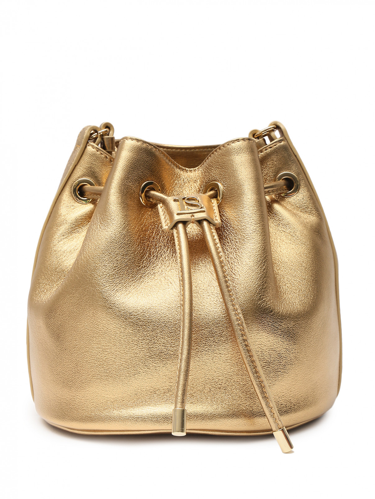 Сумка-мешок из золотистой кожи Luisa Spagnoli  –  Общий вид  – Цвет:  Золотой