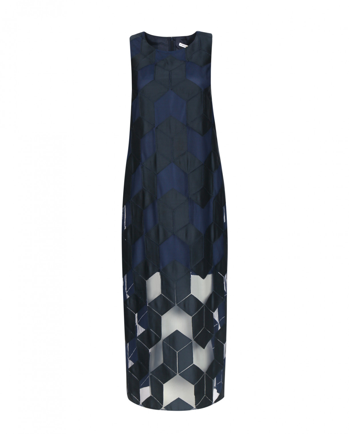 Платье-миди без рукавов с геометрическим узором Finders Keepers  –  Общий вид  – Цвет:  Синий