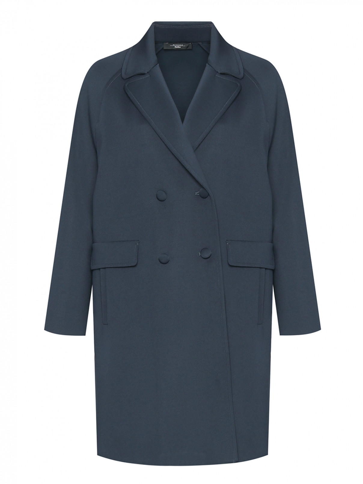 Трикотажное двубортное пальто Weekend Max Mara  –  Общий вид  – Цвет:  Синий