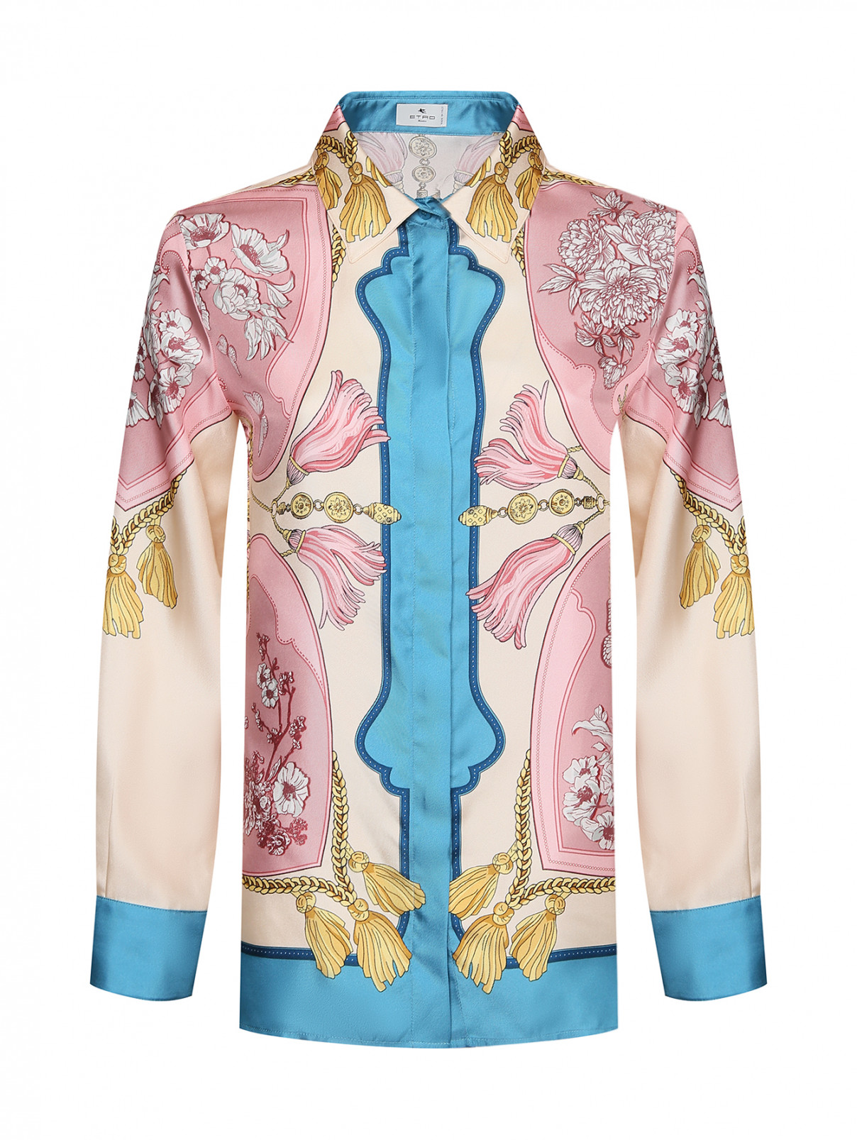 Блуза из шелка с узором Etro  –  Общий вид  – Цвет:  Мультиколор