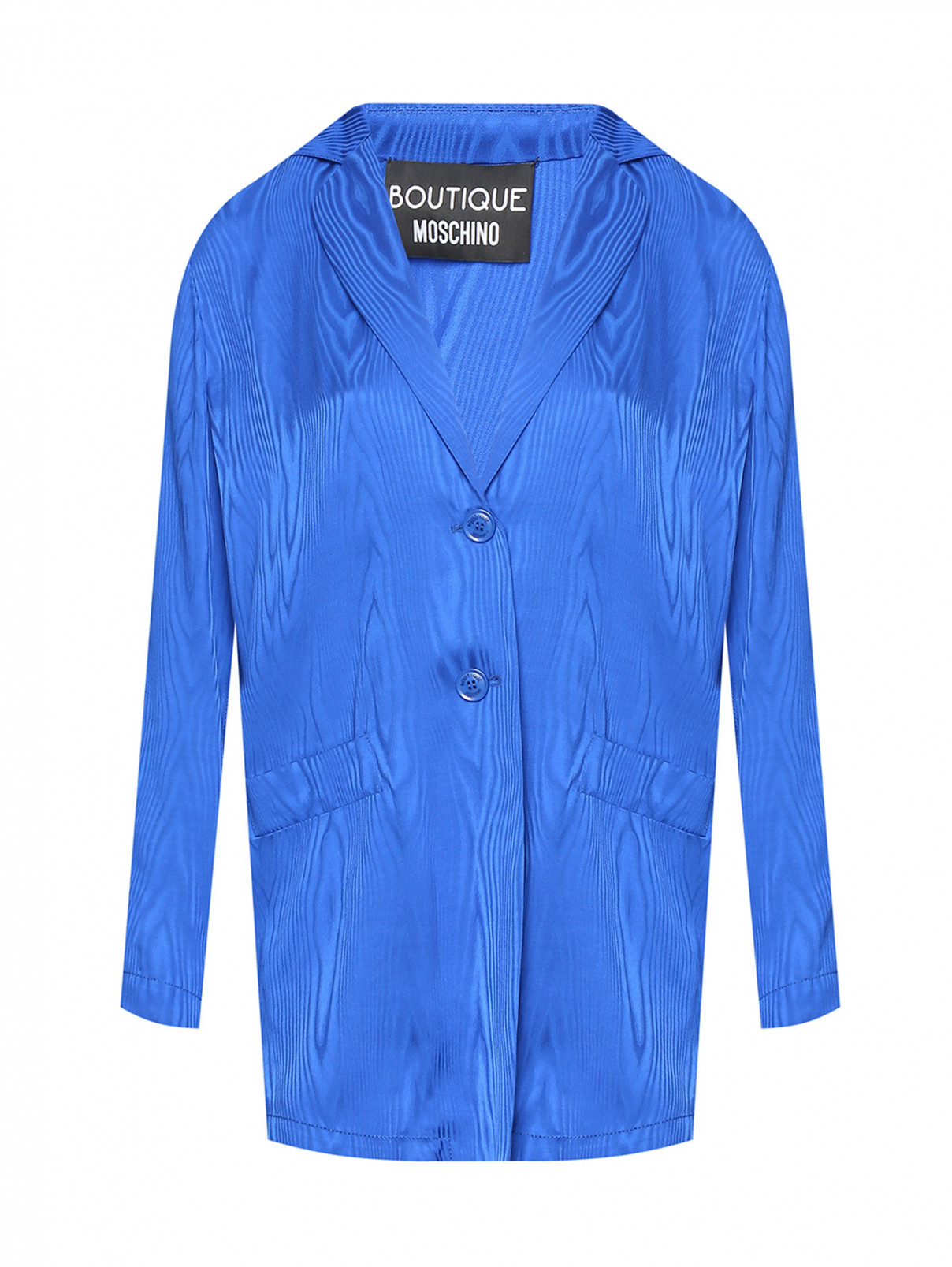 Жакет на пуговицах с узором Moschino Boutique  –  Общий вид  – Цвет:  Синий