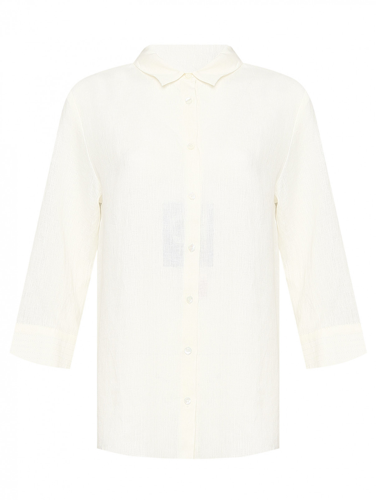 Блуза из льна свободного кроя Marina Rinaldi  –  Общий вид  – Цвет:  Белый
