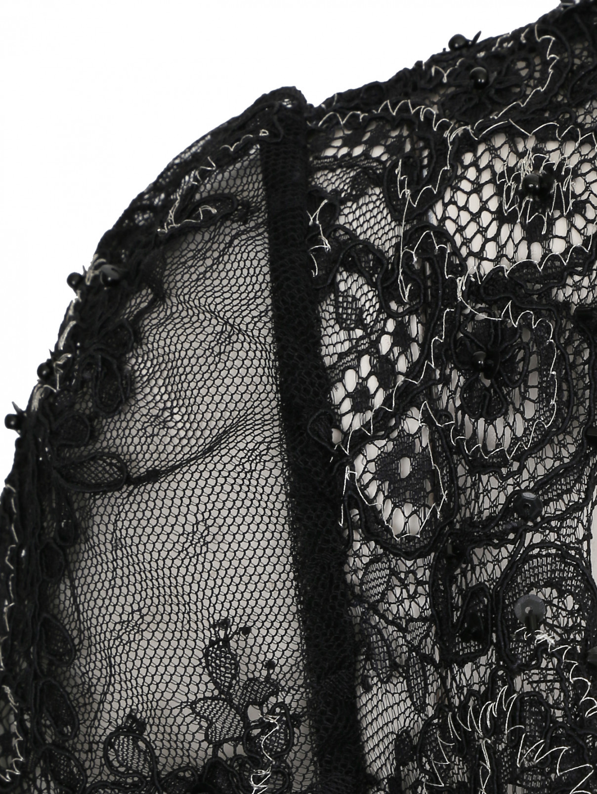 Платье-макси декорированное кружевом и вышивкой Rosa Clara  –  Деталь  – Цвет:  Черный