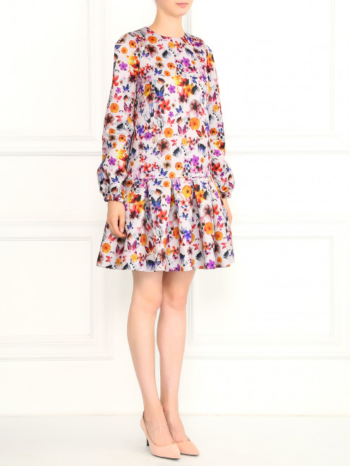 Платье-мини с цветочным узором - Модель Общий вид