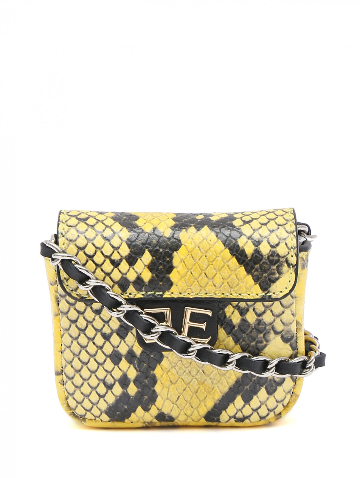 Мини-сумочка из кожи с узором Ermanno Scervino  –  Общий вид  – Цвет:  Желтый